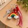 Handmade Crochet Rainbow Keychain | Aesthetic Keychain Charm with Ribbon Lanyard