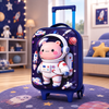 Cute Astronaut Bear Kids Travel Suitcase – 3D Cartoon Rolling Trolley Bag