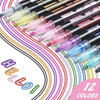 12-Color Outline Pen Set - Metallic Glitter Double-Headed Art Pen