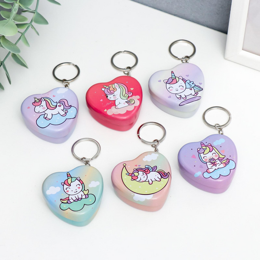 Unicorn Heart Mini Tin Box Keychain