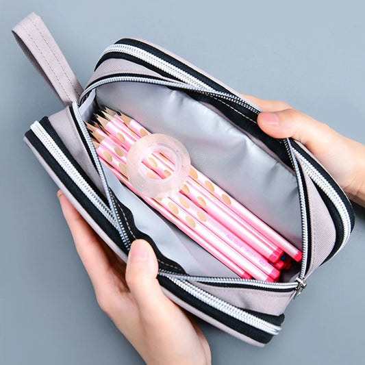 Multifunctional Large Capacity Pencil Case with 3 Zippers