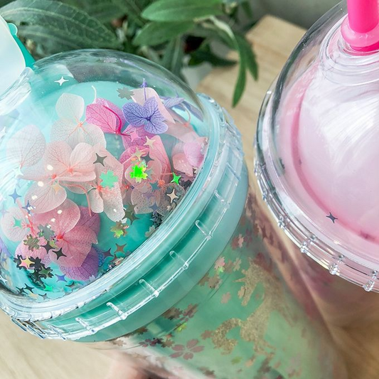 Kawaii Cherry Blossom Sipper With Straw