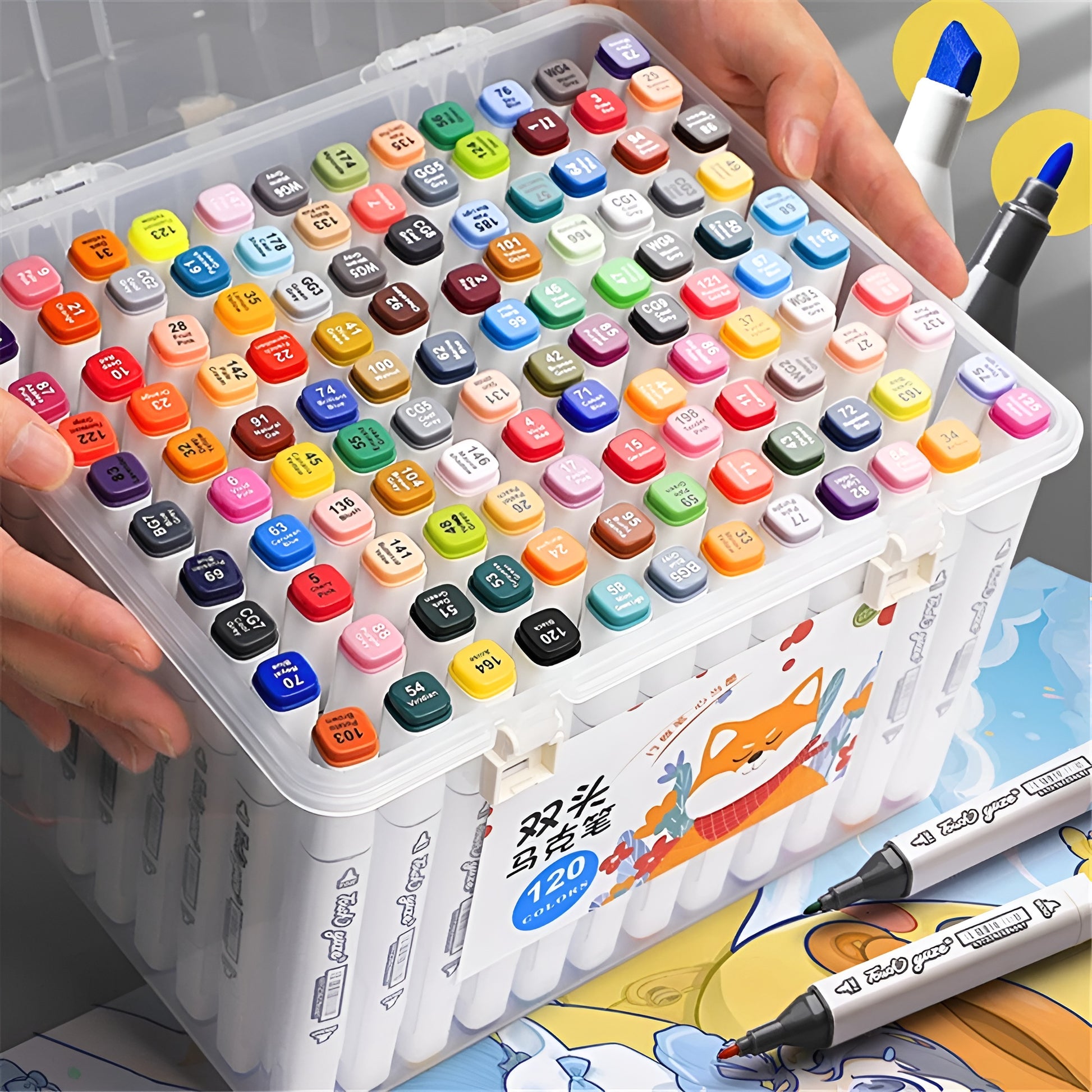 120 Colors Dual Head Marker Pen Set for Art and Sketching