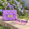 Fashionable Bear Gradient Sunglasses & Quilted Mini Purse Combo Set for Girls