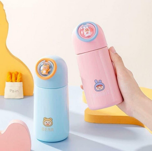 Cute Animal Glass Thermos Bottle – 350ml Double Insulated & Stylish