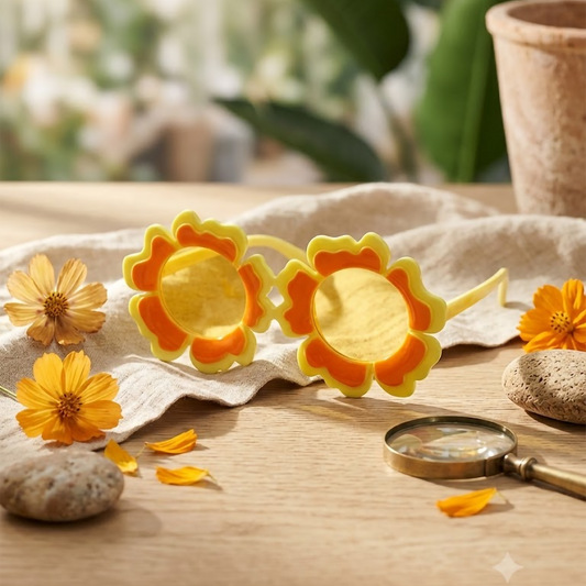 Yellow & Orange Flower-Shaped Kids Sunglasses