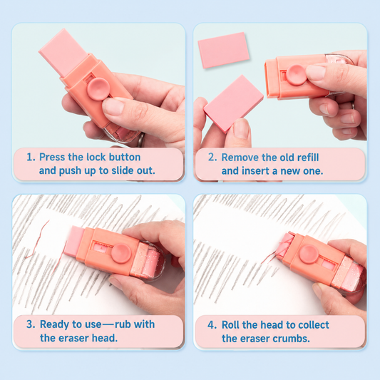 Space Theme Sliding Roller Eraser | Refillable Push-Pull Eraser for Kids