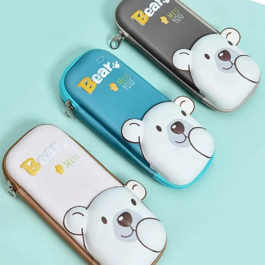 Multicolor 3D EVA Bear Pencil Pouch - Multi-Compartment
