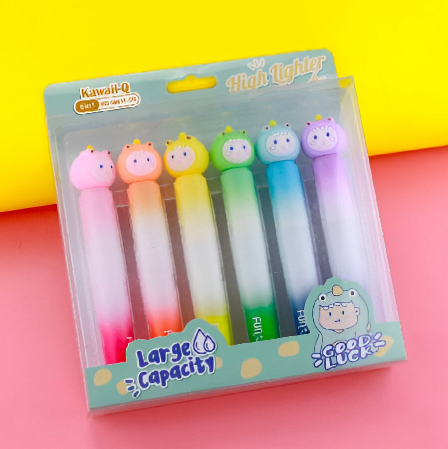 Highlighter Stack Fun Cute Dino Highlighter Set | 6 Fun Colors for Kids – Giftoo