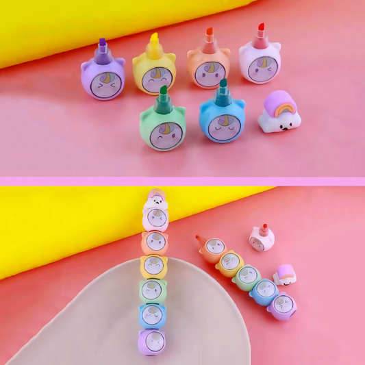 Cute Unicorn Highlighter Set 🌸 6 Pastel Shades in One!