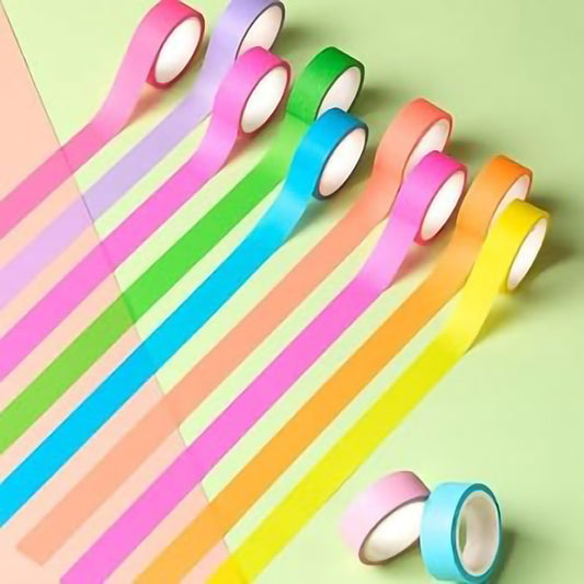 Pastel & Bright Washi Tape | 10m x 12mm Decorative Craft Roll