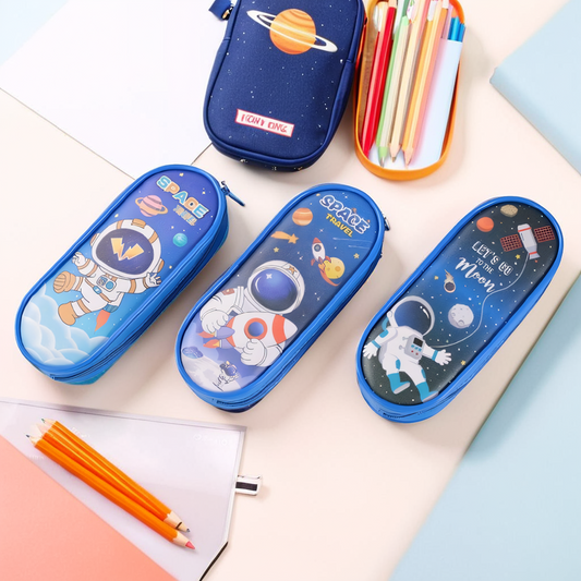 Starry Space Pouch with Color Highlighter Trio 🎨 & Fun Keychain