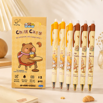 Chill Capybara Erasable Gel Pens Box Set of 12 Pcs