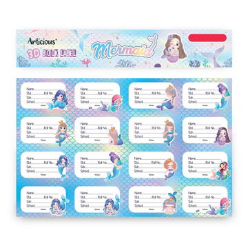 3D Mermaid Book Label | Name Stickers