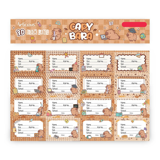 3D Capybara Book Labels | Name Stickers