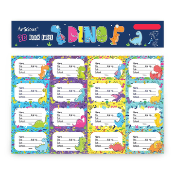 3D Dino Book Labels | Name Stickers