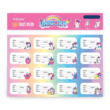 3D Unicorn Book Labels | Name Stickers