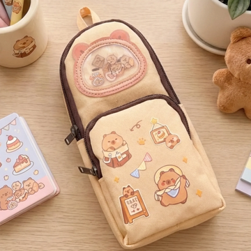 Cute Capybara Multi-Compartment Pencil Case | Kawaii Stationery Pouch
