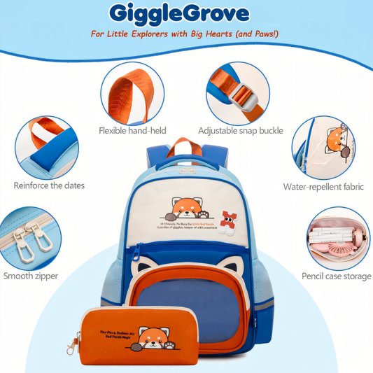 Giggle Grove Cute Animal Kids School Bag with Pencil Case