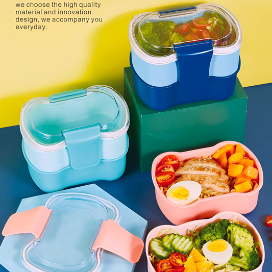 Premium Plastic The Double Decker Lunch Box - 1440ML