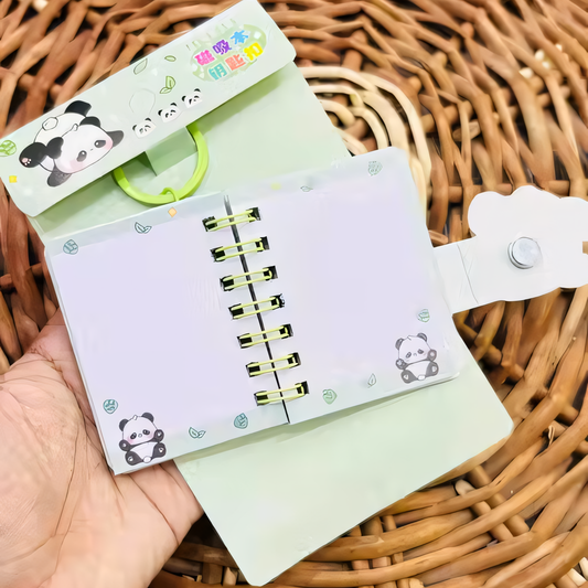 Mini Panda Magnetic Snap Coil Notebook Keychain