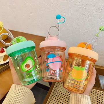 3D Dome 390ml Kids Sipper Cup | Tumbler with Curly Straw
