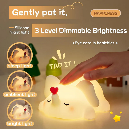 Cute silicone elephant lamp with timer and warm eye-safe glow