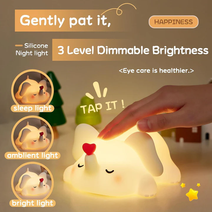 Cute silicone elephant lamp with timer and warm eye-safe glow