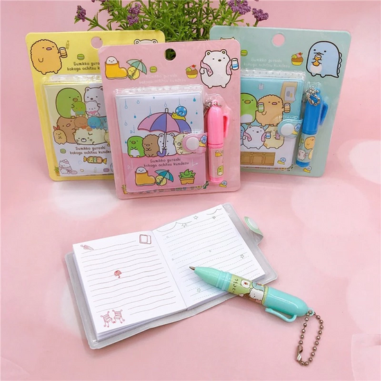 Small kawaii diary with matching pen, ideal for kids’ journaling or gifts.