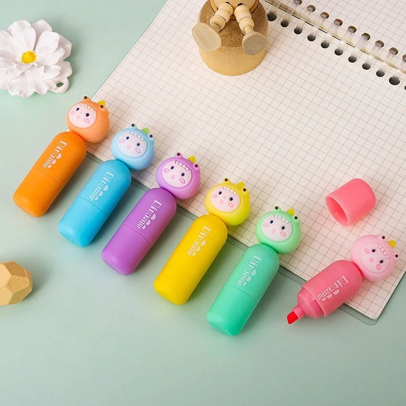 Highlighter Stack Fun Dino 6-in-1 Highlighter Set 🌈 | Fun & Functional – Giftoo