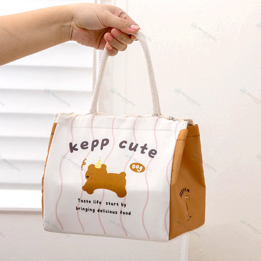 Cute Aesthetic Thermal Insulated Lunch Bag | Portable Zipper Thermal Tote