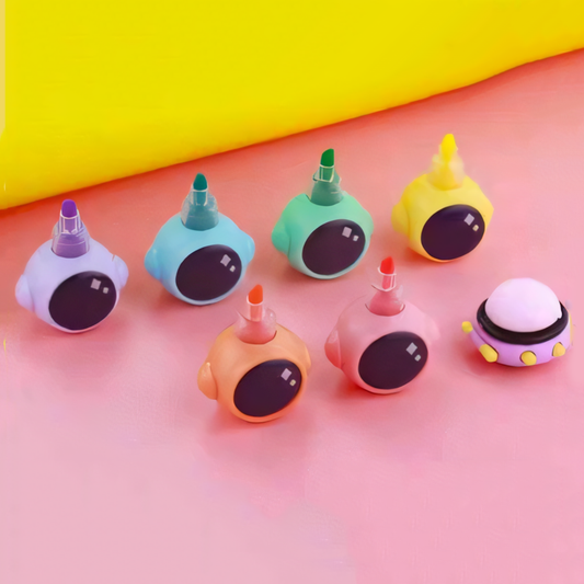 6-in-1 Astronaut Head Highlighters 🌈 | Space Fun Pack