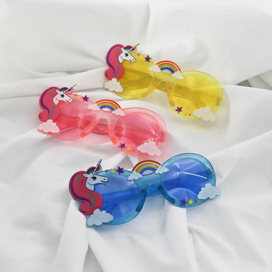 Magical Unicorn & Rainbow Party Glasses | Glittery Plastic Novelty Eyewear