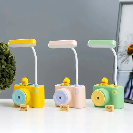 Cute Cartoon LED Camera Lamp with Sharpner and Penstand