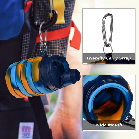 Flexible Collapsible Silicone Water Bottle - 500ml