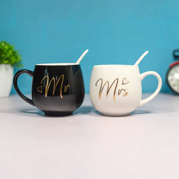 Mr. And Mrs. Ceramic Mugs (Black & White)