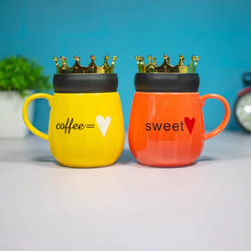 Sweet Coffee Ceramic Mugs (Yellow & Orange)