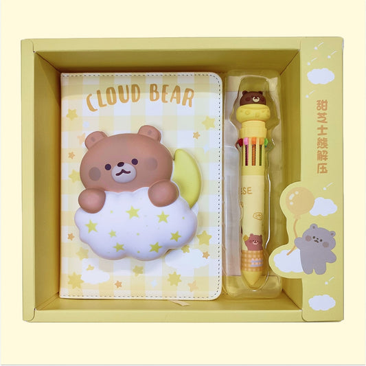 3D Bear Squishy Notebook With Multicolor Pen