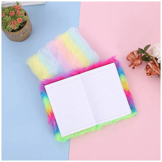 Rainbow Fur Diary Plush Notebook