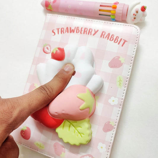 3D Bunny Squishy Notebook With Multicolor Pen