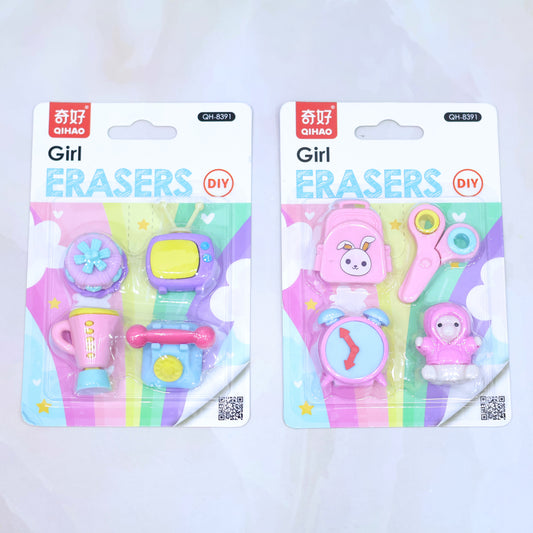 Girl Erasers Set (Pack Of 4 Pcs Eraser )