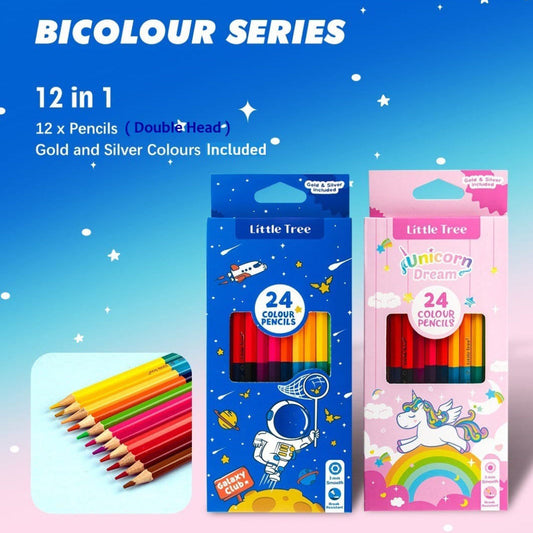 Double Sided Color Pencil Set - Space & Unicorn