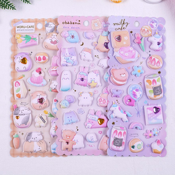 Kawaii 3D Animal Pestle Sticker Sheet