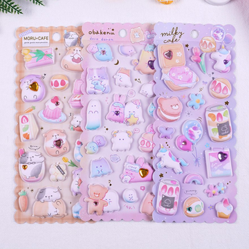 Kawaii 3D Animal Pastle Sticker Sheet