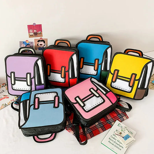 Pack Your Imagination! 🚀 Vibrant 2D Toon Backpack for Playful Kids