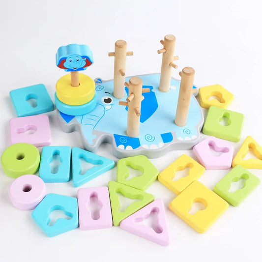 Elephant Shape Matching Building Blocks Toy