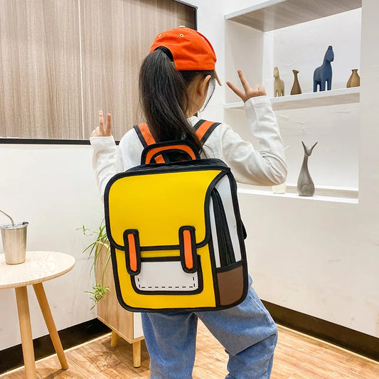 Pack Your Imagination! 🚀 Vibrant 2D Toon Backpack for Playful Kids