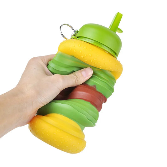 Silicon Burger Collapsible Water Bottle -600ml