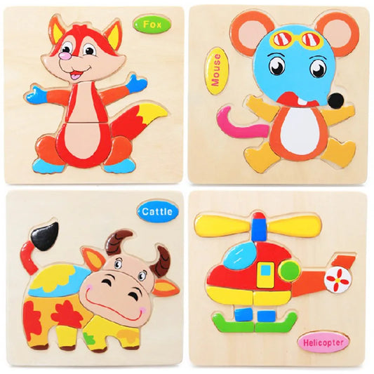 Wooden Preschool Learning Puzzles Toy (Set of 4)